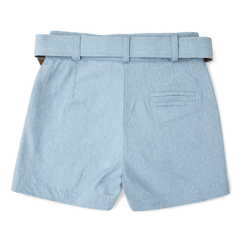 Short Casual Con Cinto Para Mujer Mod.4203 Marca Exotica® Azul Claro Lisa G