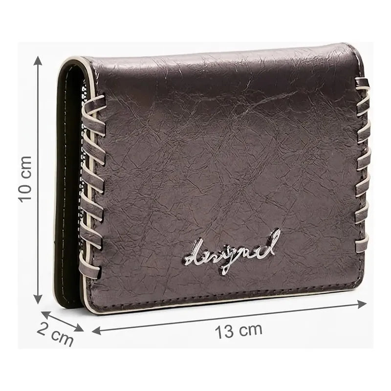 Monedero Pequeño Para Mujer Mod. 25wayp38/9067 Desigual® Gris Metalizado