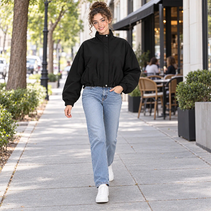Sudadera Oversize Casual De Mujer 19402 Marca Camila Jones® G Negro Lisa