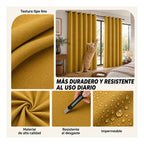 Set De Cortinas Blackout  Impermeables 1.37 X 2.13mts Luna® Mostaza