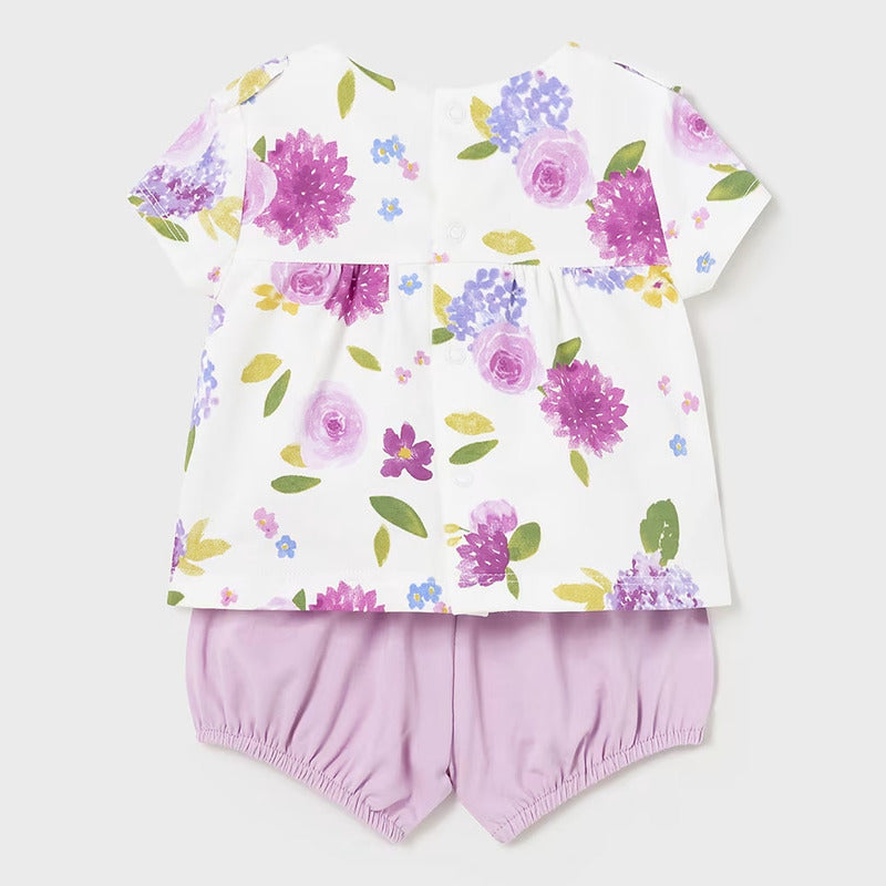 Conjunto Para Bebé Blusa+short Mod.1610 Marca Mayoral® Multicolor Morado 4-6 Meses