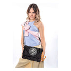 Bolsa Flap Para Mujer Mod. Ji 2694 Marca Jaime Ibiza® Negro Rayas Níquel