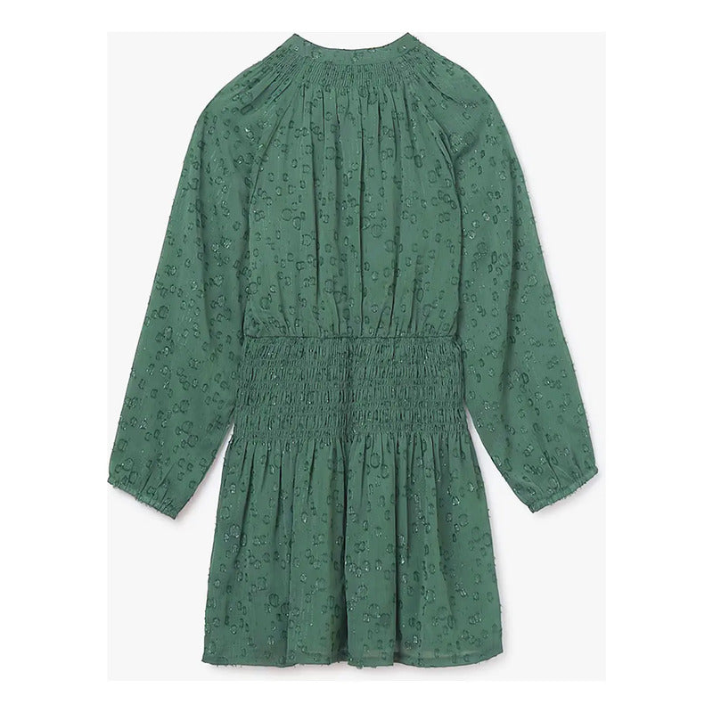 Vestido Juvenil Tipo Gasa Mod.7909 Marca Mayoral® Verde Eucalipto Gotas De Lluvia 10 Años