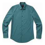 Camisa Slim Fit Para Hombre Mod. B61301 Marca Bobois® Verde Agua Liso M