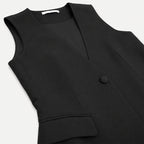 Chaleco De Vestir Cuello V Para Mujer Cg00254 Ferriano® Negro Lisa G