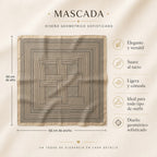 Mascada Ejecutiva De Satín Cuadrada Fina Para Mujer Multicolor Geométrico Beige Unitalla