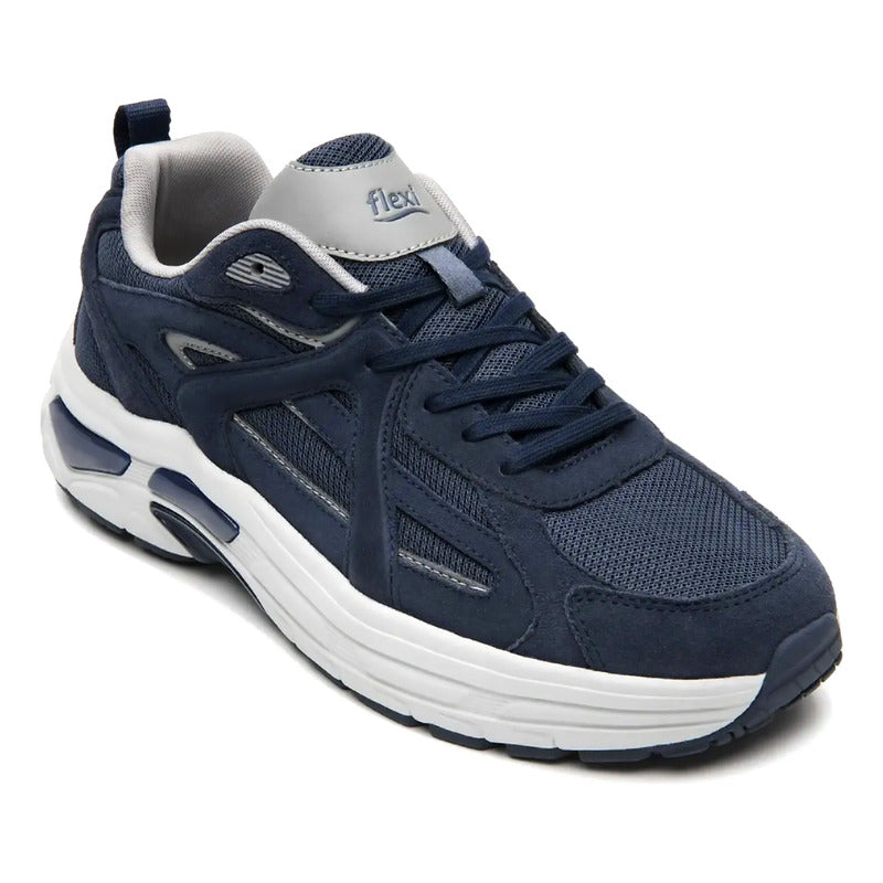 Tenis Retro Para Hombre Con Gel Anti Shock M.424101 Flexi® Azul Marino 27 Mx