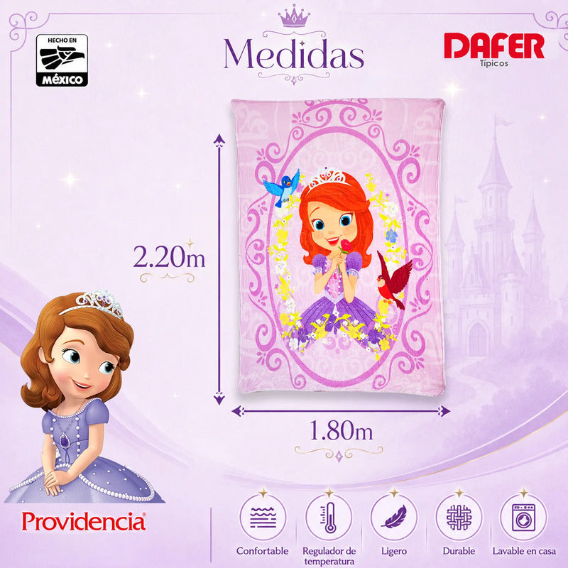 Cobertor Ligero Super Suave Matrimonial Diseños Providencia® Princesita Sofía 850 G Multicolor