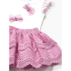 Conjunto Falda Tul + Playera Para Bebé Marca Mayoral® Blanco-lavanda 12-18 M