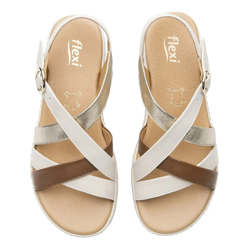 Sandalia Casual Para Mujer Mod.100238 Marca Flexi® Multicolor Liso 24.5 Mx