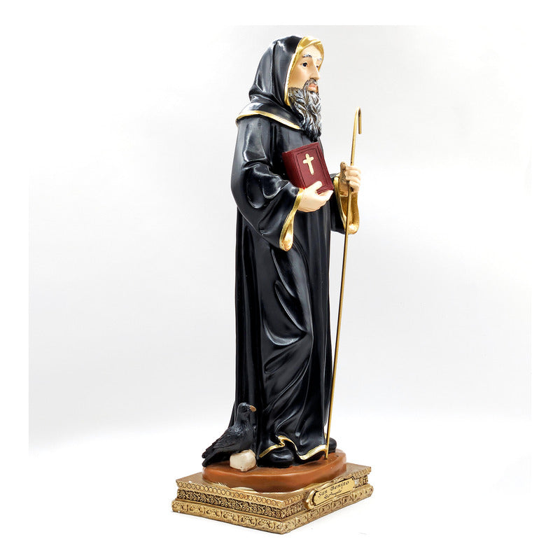 Imagen Religiosa De Resina San Benito 30cm Multicolor