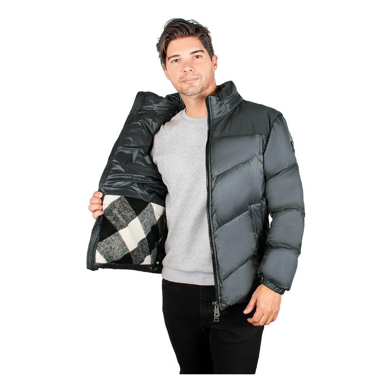 Chamarra Acolchada De Pluma Mod. Cw83-pol8757 Greenlander® Gris G Geométrico