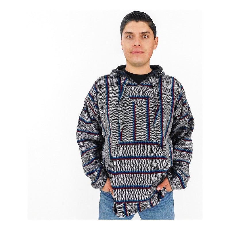 Suéter Poncho Canguro Artesanal Hoodie Acrilico Colores