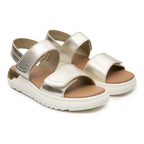 Sandalia Casual Para Mujer Con Cápsula 129401 Marca Flexi® Oro Liso 25.5 Mx