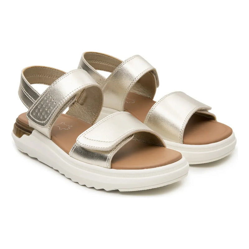 Sandalia Casual Para Mujer Con Cápsula 129401 Marca Flexi® Oro Liso 24.5 Mx