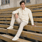 Chamarra Casual Para Hombre Mod. Ccli0224 Marca Lob® Hueso Eg Lisa