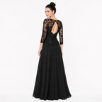 Vestido Largo De Noche Para Mujer Mod.8798 Marca Massima® Negro Lisa 6