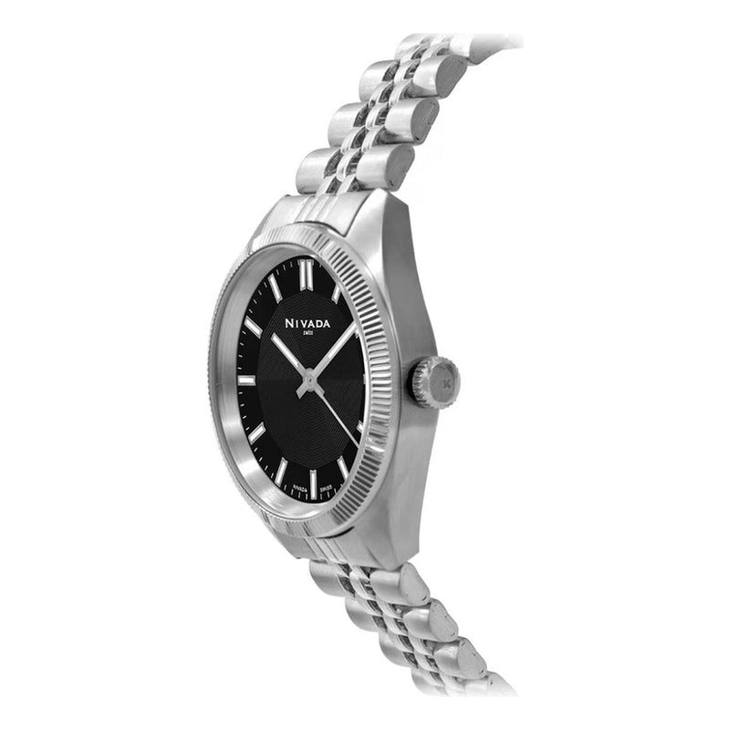 Reloj Para Mujer Np22362lacni Marca Nivada Swiss® Plateado Negro