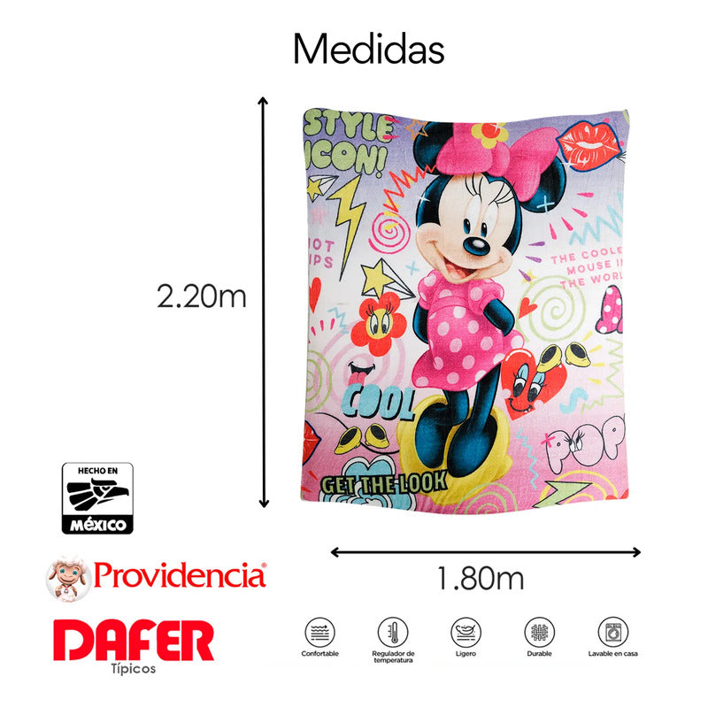 Cobertor Ligero Super Suave Matrimonial Diseños Providencia® Minnie Iconic 850 G Multicolor
