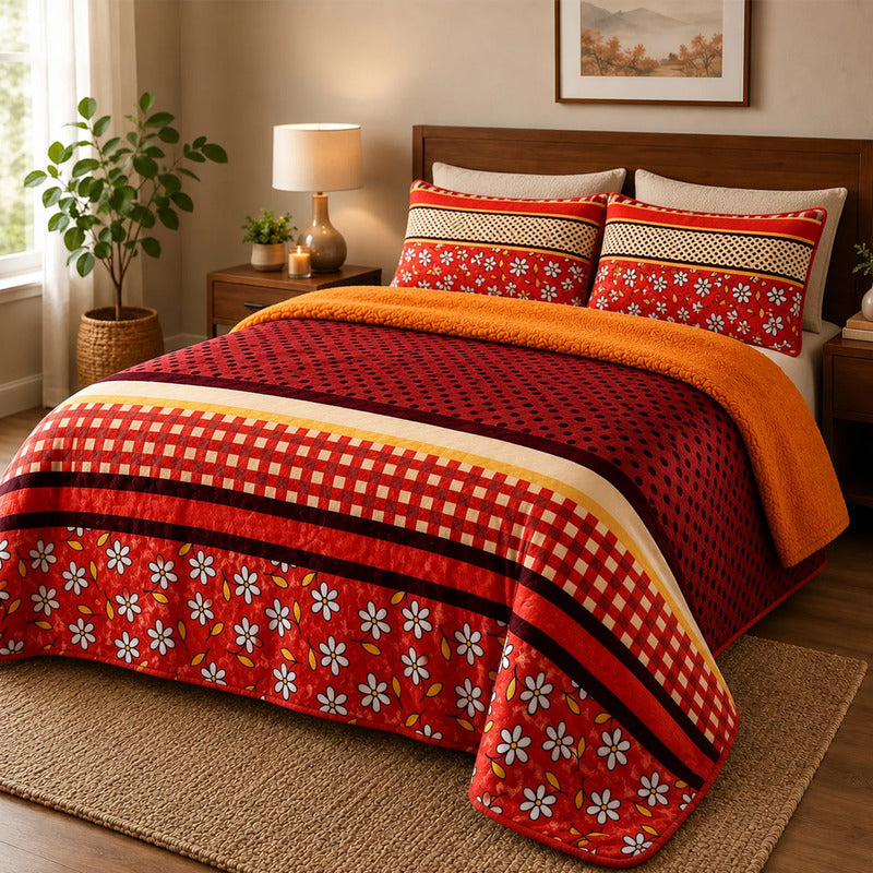 Edredón Borrega Soft Sobrecamero 2x2.20m Marca Providencia® Multicolor Florencia