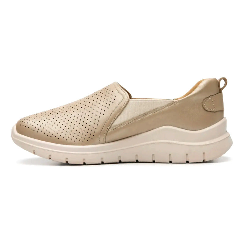 Zapato Mocasín Conford Para Mujer Mod.130210 Marca Flexi® Beige Perforasdo 26 Mx