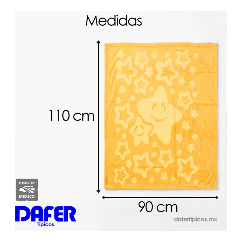 Cobertor Frazada Ligero Jacquard Cunero 90x110m Providencia® Amarillo Estrellitas