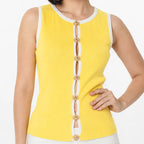 Blusa De Mujer Con Decoración Frontal Aml-6288 Marca Aspik® Amarillo Lisa M