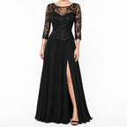 Vestido Largo De Noche Para Mujer Mod.8798 Marca Massima® Negro Lisa 10