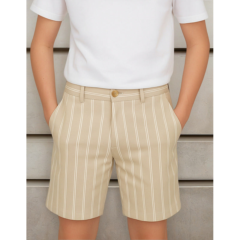 Bermuda Para Niño Mod.6279 Marca Mayoral® Beige Rayas 14