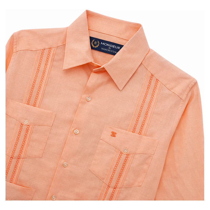 Guayabera Para Caballero Mod.mo012152 Marca Monsieur® Melon M