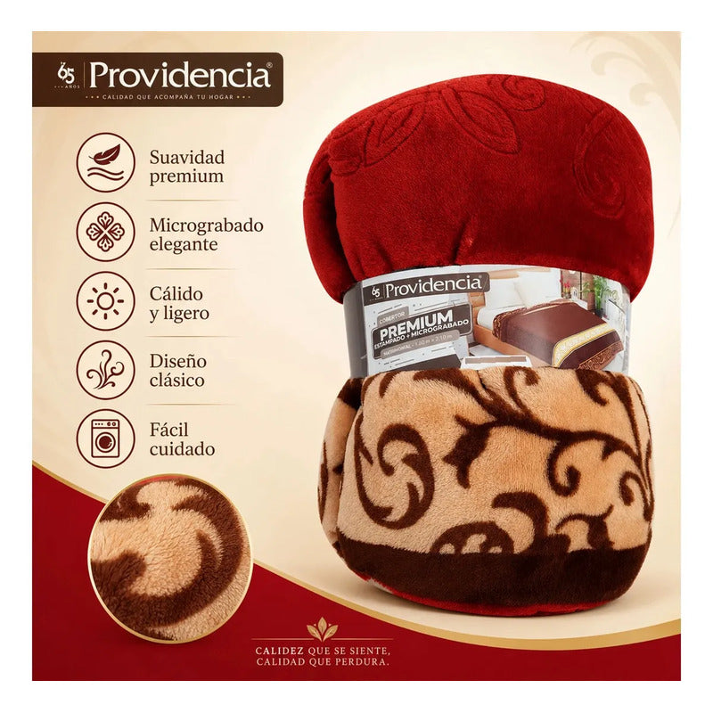Cobertor Ligero Micrograbado 1.80x2.10m Providencia® Premium Delta 1 Kg Rojo