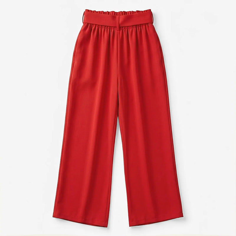 Pantalon Ancho Para Mujer Mod. Alfnsn Marca Sterling® Rojo Lisa G
