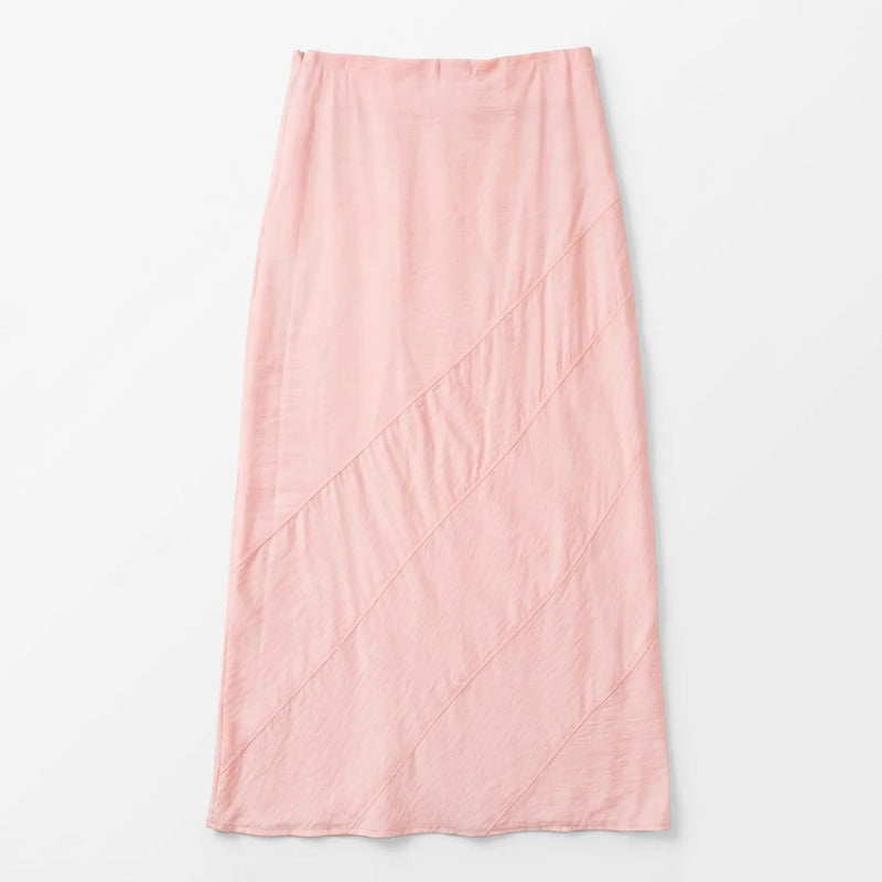 Falda Larga Ligera Para Mujer Mod. Kd028 Marca Julys® Rosa Lisa G
