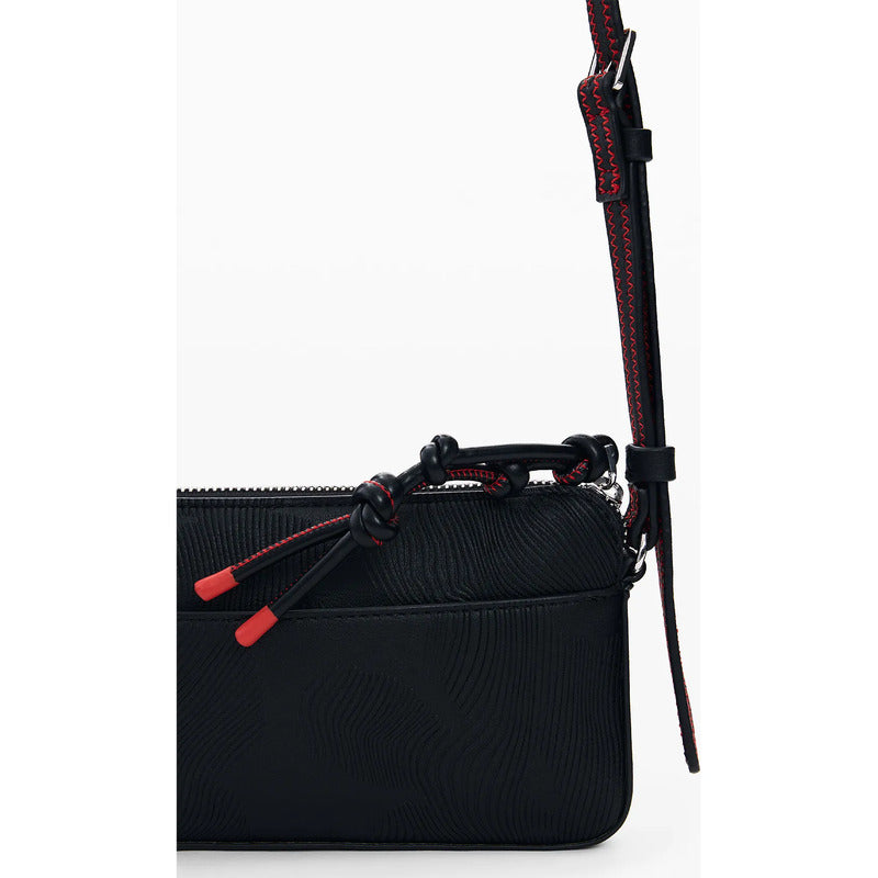 Monedero Bandolera Pequeño Mod. 26sayp14/2000 Desigual® Negro Floreado