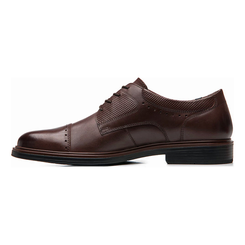 Zapato Derby Semivestir Para Hombre Mod. 400102 Marca Flexi® Marrón Oscuro Lisa 26 Mx