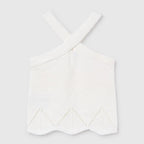 Blusa Corta Cuello Halter Para Niña Mod.6024 Marca Mayoral® Hueso Lisa 18 Años