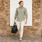 Camisa Lino Regular Fit Para Hombre Mod. Le2604 Roosevelt® Olivo Lisa M