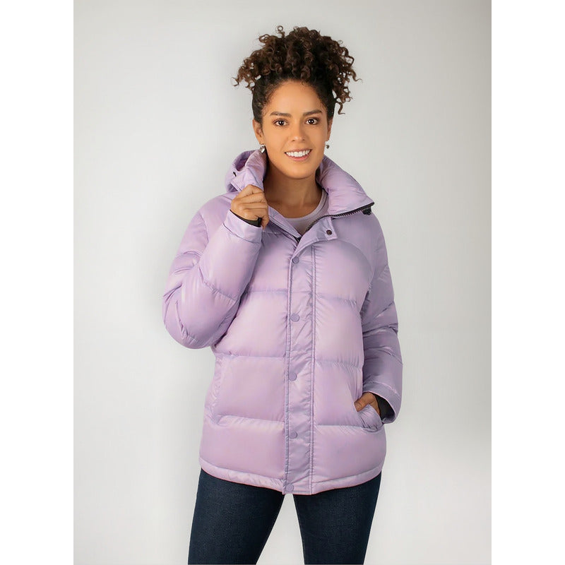 Chamarra Capitonada De Dama Dw86-pol7115 Greenlander® Lila Ch Lisa