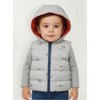 Chaleco Reversible Con Gorro Para Bebé M.2323 Marca Mayoral® Azul Claro Gatito Astronauta 9 Meses