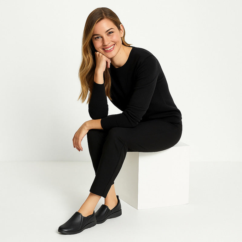 Zapato Flat Confort Casual Para Mujer Mod.35311 Marca Flexi® Negro Lisa 25 Mx