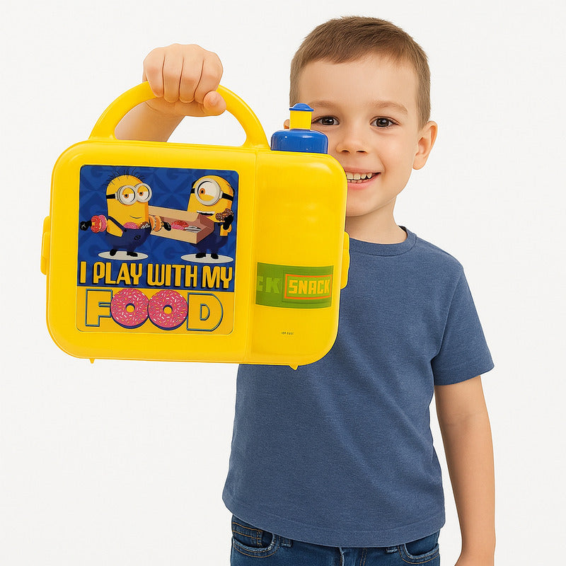 Lonchera Infantil De Plástico Con Botella Diseños Varios