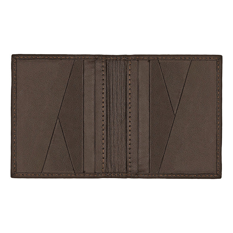 Tarjetero Doble De Piel Mod. Textura Marca Giron® Marrón Oscuro Textura