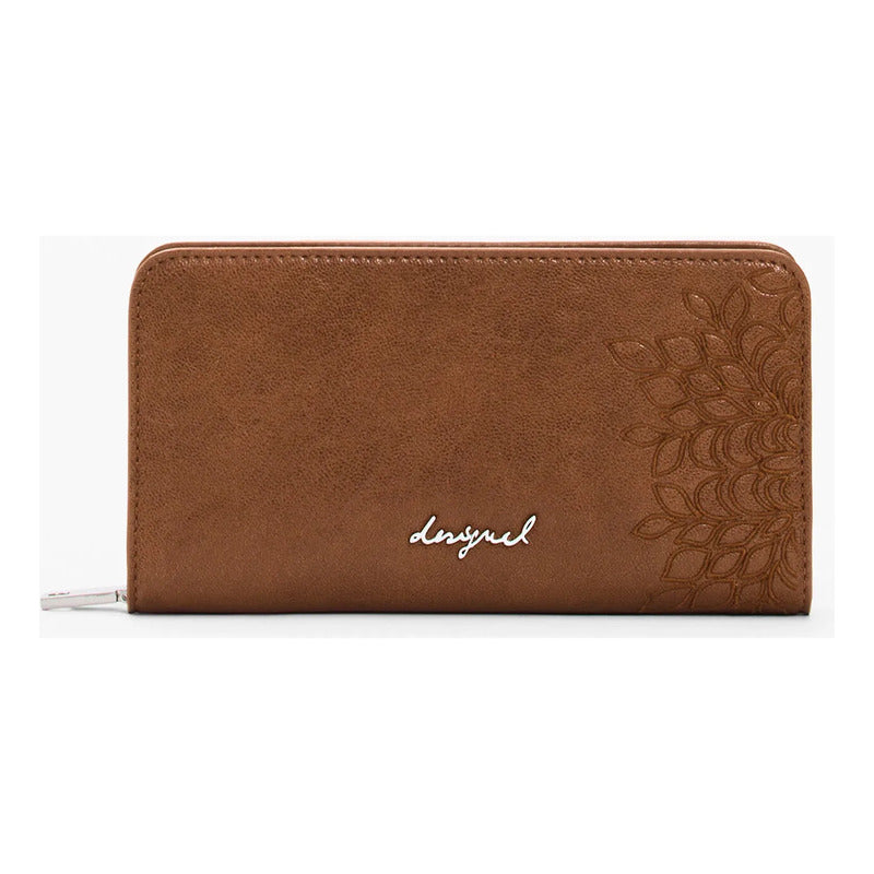 Cartera Mediana Con Bordado 26sayp2 Marca Desigual® Marrón Floreado