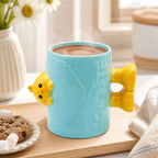Taza De Cerámica Animales 3d Cute 480ml Marca Top Choice® Celeste Pollito
