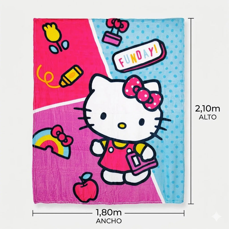 Cobertor Ligero Super Suave Matrimonial Diseños Providencia® Hello Kitty Funday 850 G Multicolor