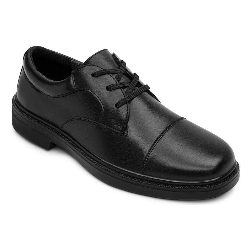 Zapato Derby Vestir Para Hombre Mod.419603 Marca Flexi® Negro Lisa 26 Mx