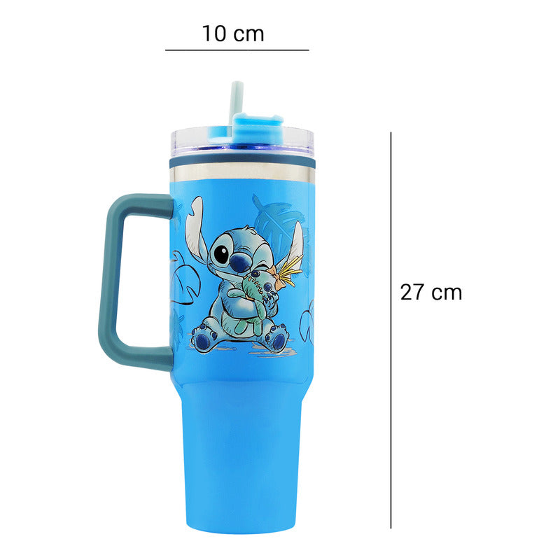 Termo Doble Pared Con Asa Y Popote 1.2 L Diseños Animados