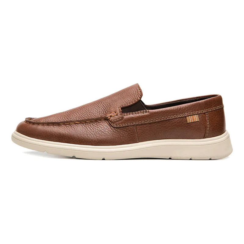 Mocasín Casual Para Hombre 100% Piel Mod.423805 Marca Flexi® Marrón Lisa 26,5 Mx