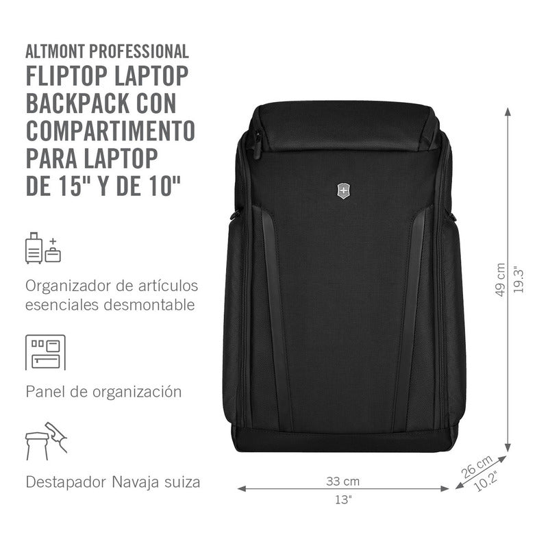 Victorinox Mochila Altmont Professional Fliptop Para Laptop Color Negro