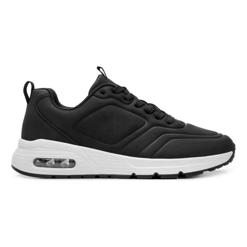 Tenis Con Cápsula De Aire Para Hombre M.422403 Marca Flexi® Negro Lisa 27.5 Mx